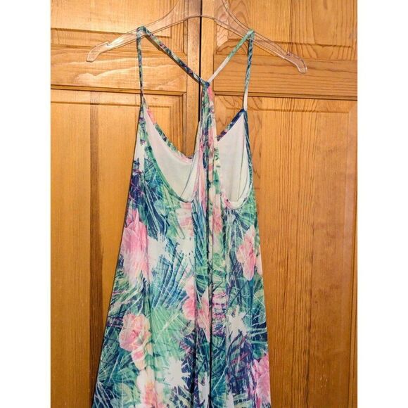 Pink & Green Trapeze Maxi Dress Small Resort - Picture 7 of 9